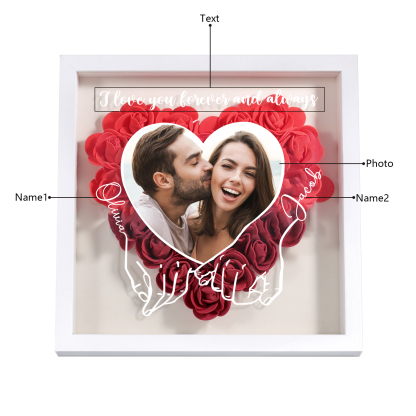 Personalised Heart Rose Frame with Photo Names & Message Perfect for Valentine-Jessemade AU