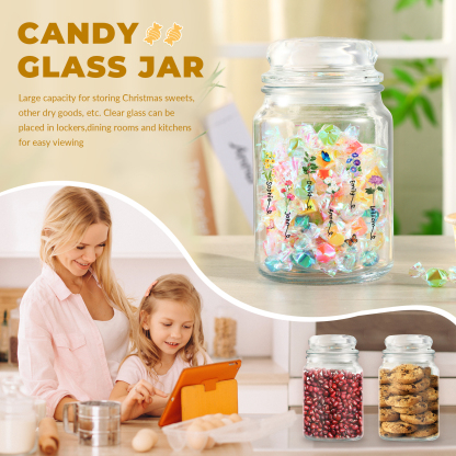 Personalised Candy Jar Customised 2 to 6 Names and Birth Flowers Gift for Family