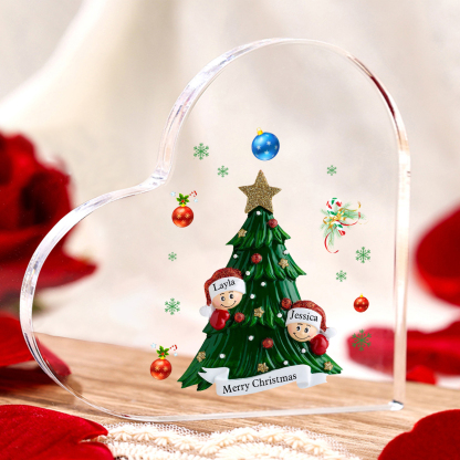 Personalised Christmas Heart Shape Plaque with Custom 2-8 Names & Text Festive Family Acrylic Keepsake-Jessemade AU