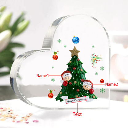 Personalised Christmas Heart Shape Plaque with Custom 2-8 Names & Text Festive Family Acrylic Keepsake-Jessemade AU