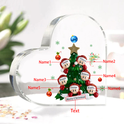 Personalised Christmas Heart Shape Plaque with Custom 2-8 Names & Text Festive Family Acrylic Keepsake-Jessemade AU