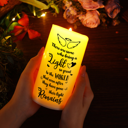 Light Remains Forever Personalised 1 Photo 1 Name 1 Date LED Memorial Candle Angel Wings Tribute for Cherished Memories