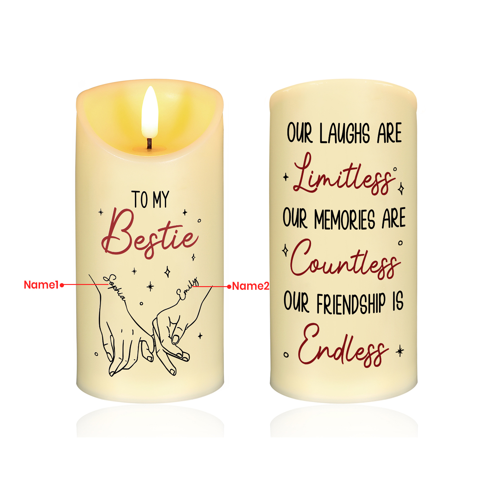 We Are Best Friends Forever Bestie Personalised Custom LED Candle Christmas Pinky Promise Gift For Best Friends BFF Sisters