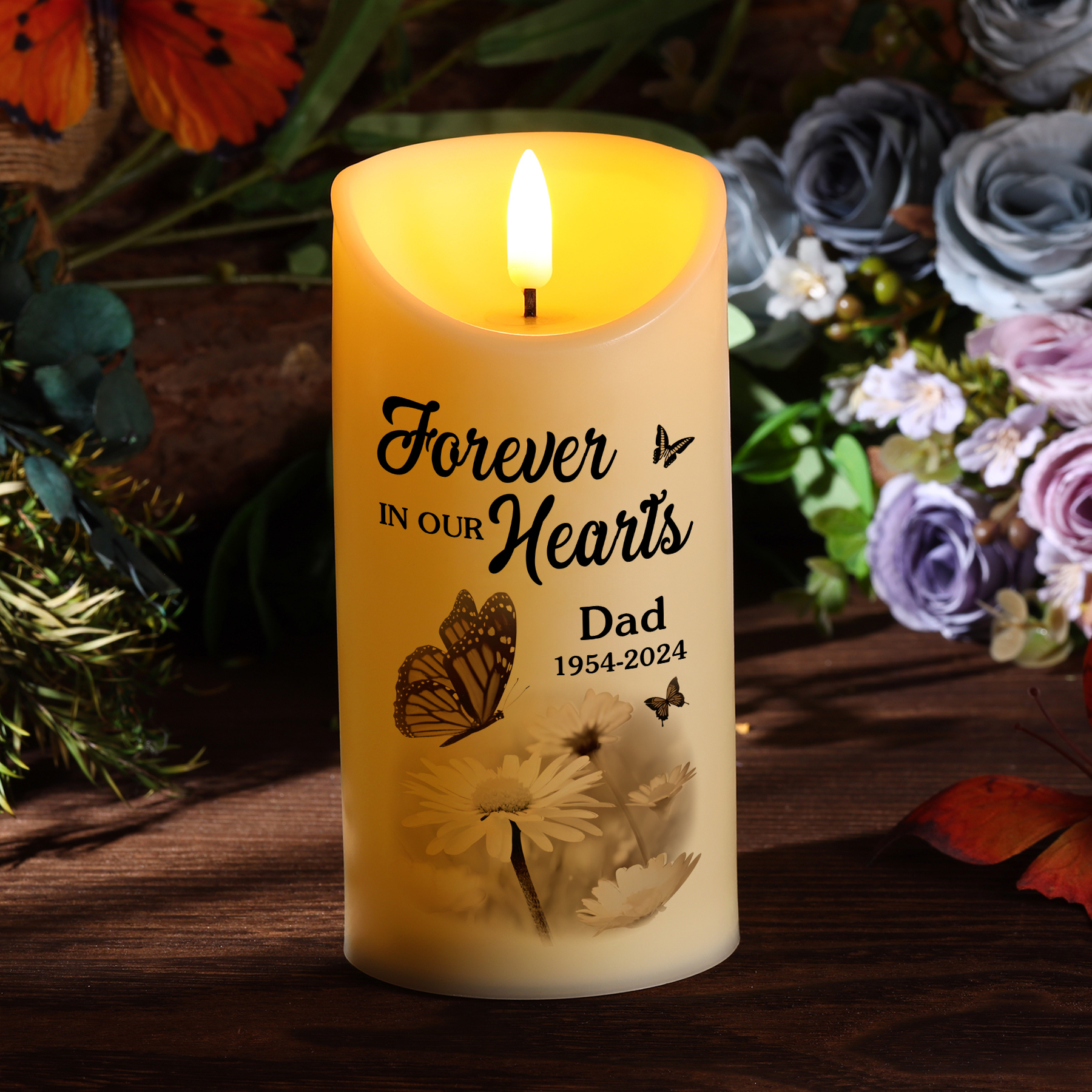 Custom Photo I’m Right Here Inside Your Heart Memorial Personalised Custom LED Candle Sympathy Gift Christmas Gift For Family Members