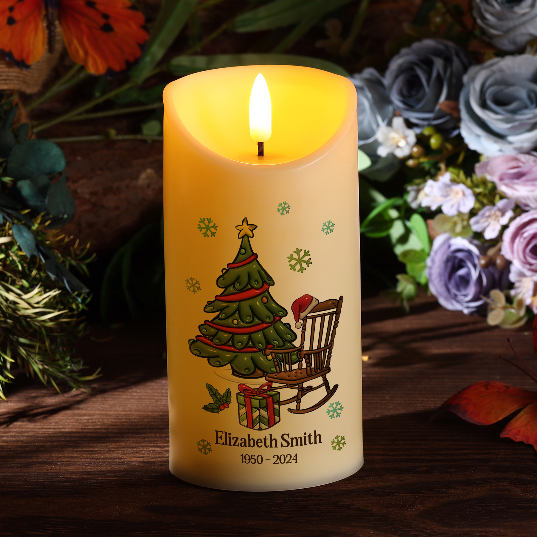 Christmas In Heaven Memorial Personalised Custom LED Candle Sympathy Gift Christmas Gift For Family Members