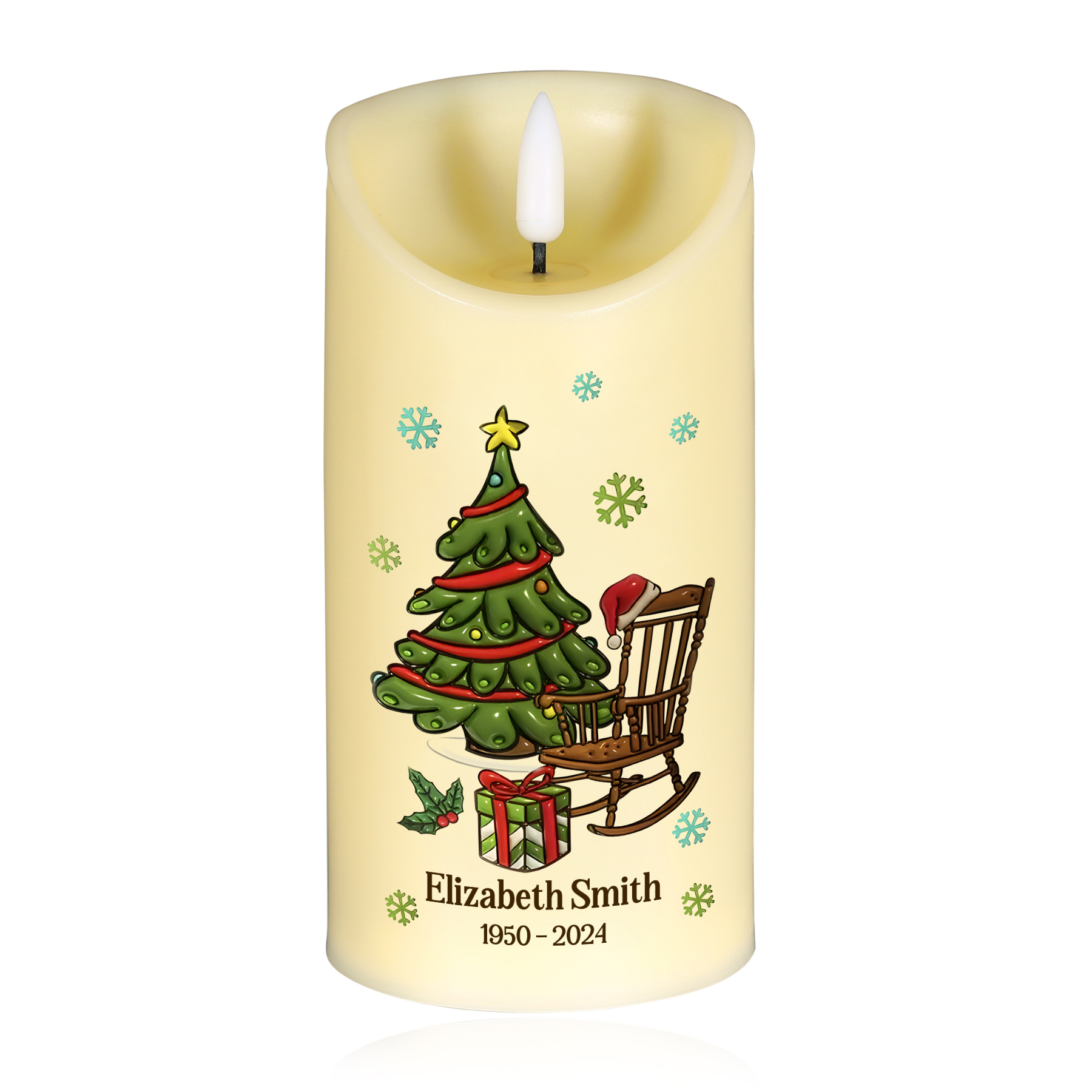 Christmas In Heaven Memorial Personalised Custom LED Candle Sympathy Gift Christmas Gift For Family Members