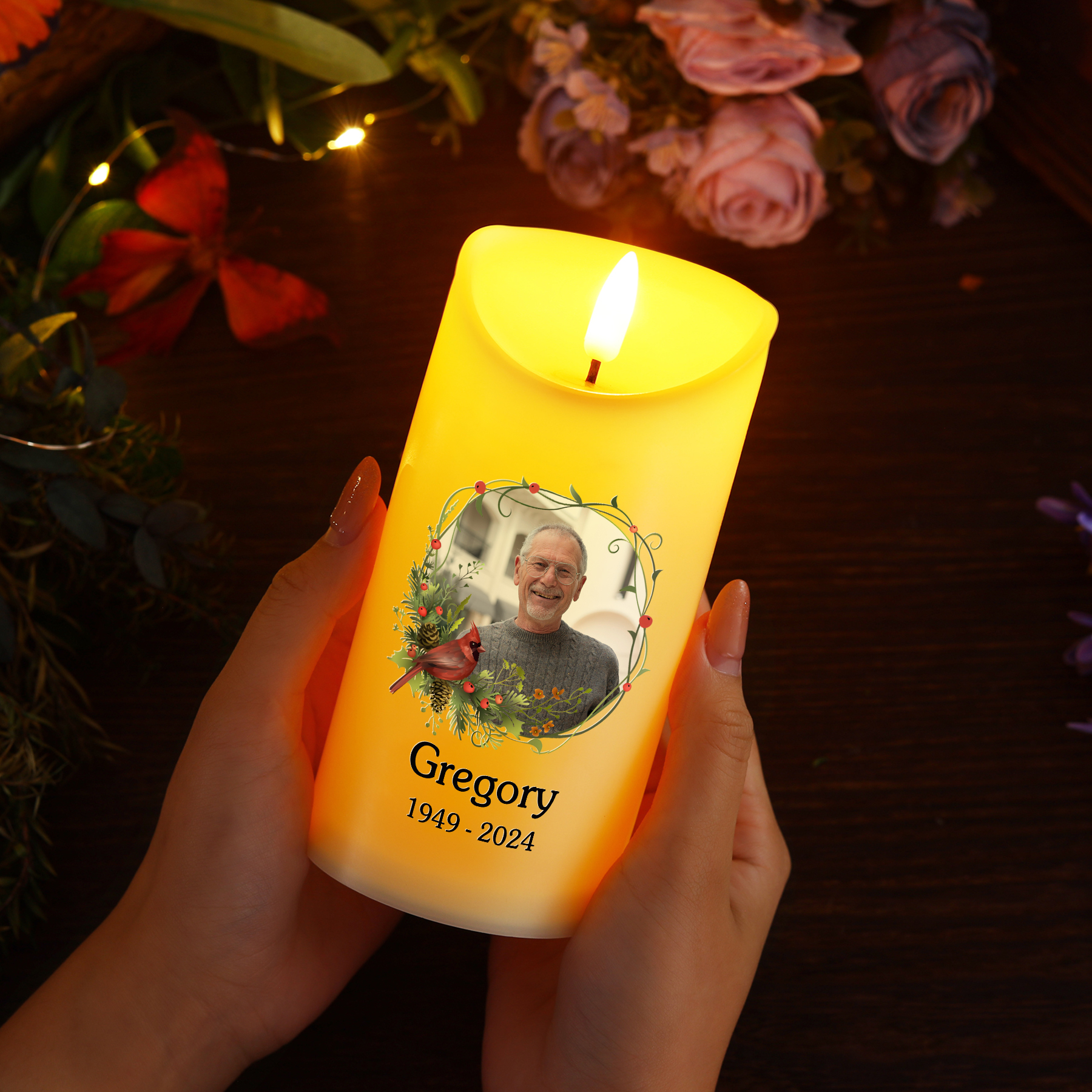 Custom Photo This Light Shines As A Symbol Of Love Memorial Personalised Custom LED Candle New Arrival Sympathy Gift Christmas Gift For Family Members