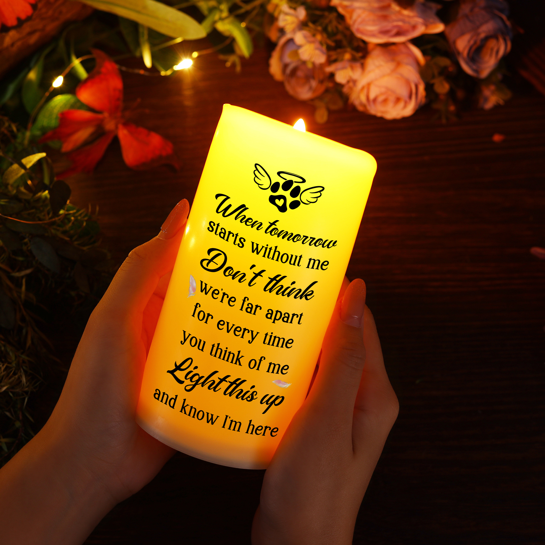 Custom Photo Pets Make Our Lives Whole Memorial Personalised Custom LED Candle Sympathy Gift Christmas Gift For Pet Owners