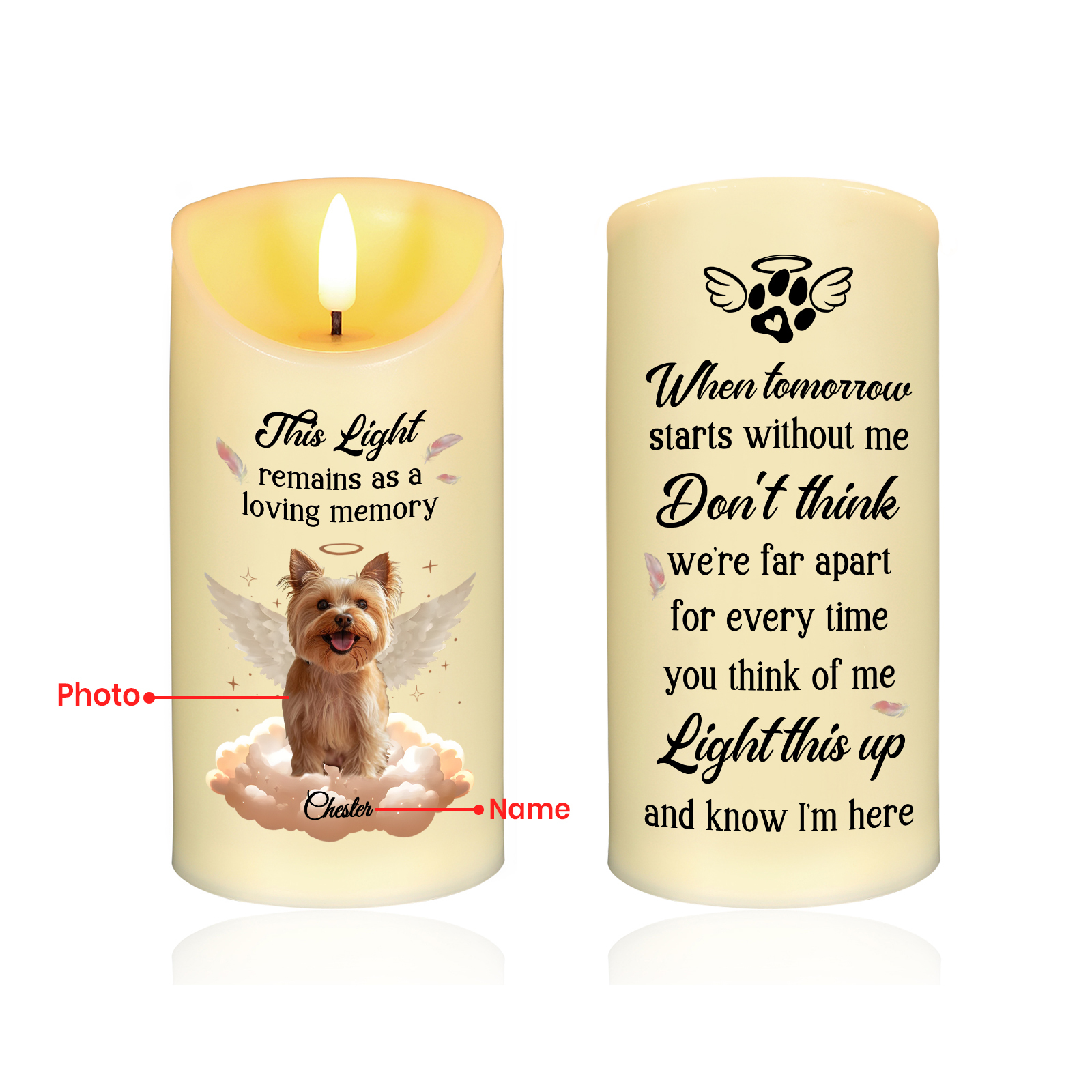 Custom Photo Pets Make Our Lives Whole Memorial Personalised Custom LED Candle Sympathy Gift Christmas Gift For Pet Owners