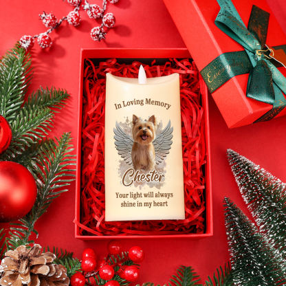 Personalised LED Memorial Candle with Angel Wings Custom Name Photo for Pet Lovers Thoughtful Gift for Family