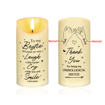 Personalised LED Candle Pinky Promise Design with 2 Names Perfect Christmas Gift for BFF