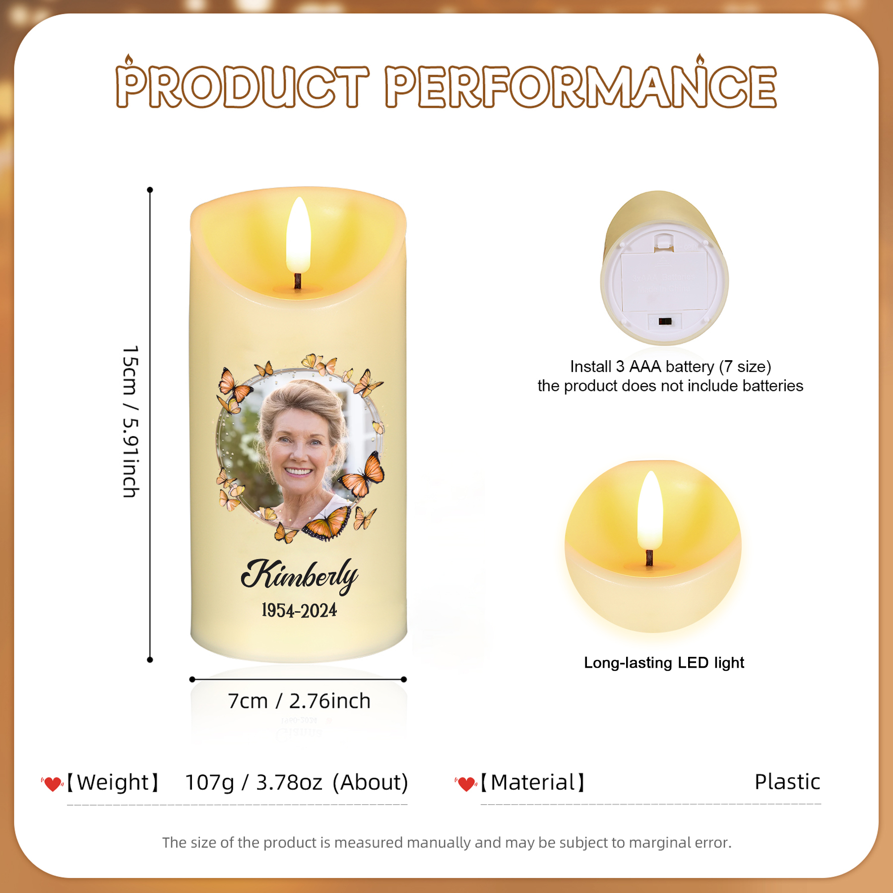 Custom Photo This Light Shines As A Symbol Of Love Memorial Personalised Custom LED Candle New Arrival Sympathy Gift Christmas Gift For Family Members