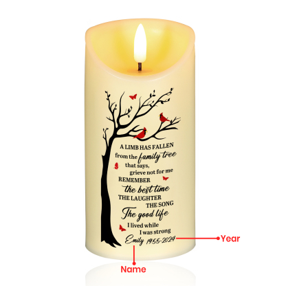 Personalised LED Memorial Candle Cardinals and Memorial Tree Design Cherished Christmas Gift for Family