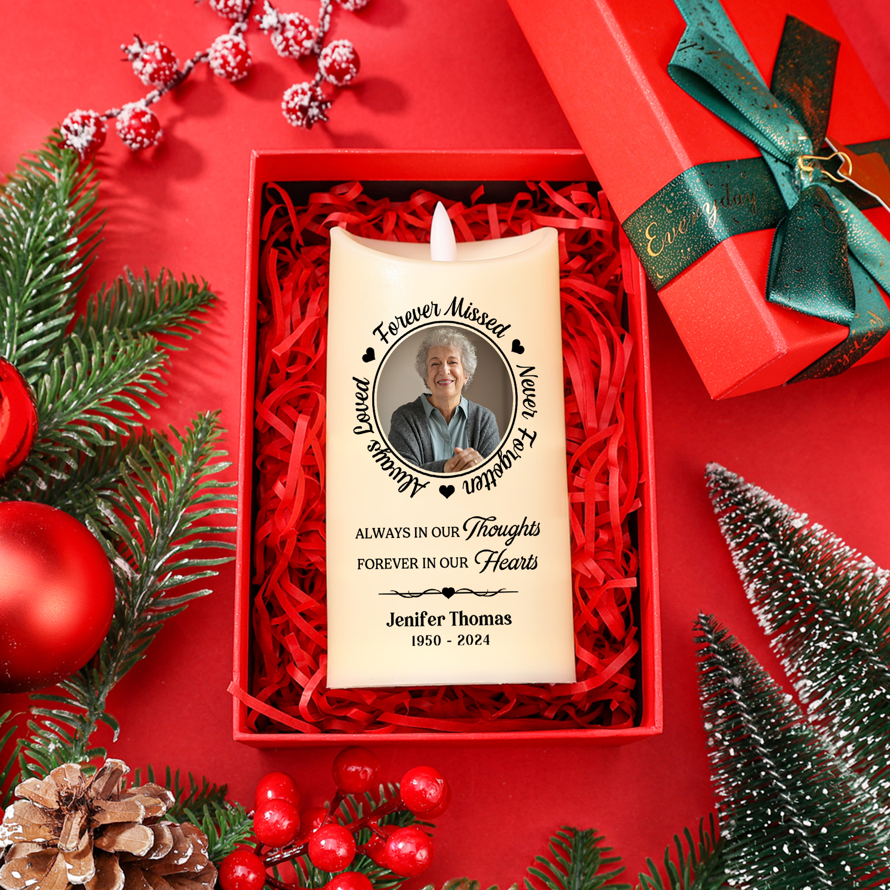 Custom Photo This Light Shines As A Symbol Of Love Memorial Personalised Custom LED Candle New Arrival Sympathy Gift Christmas Gift For Family Members