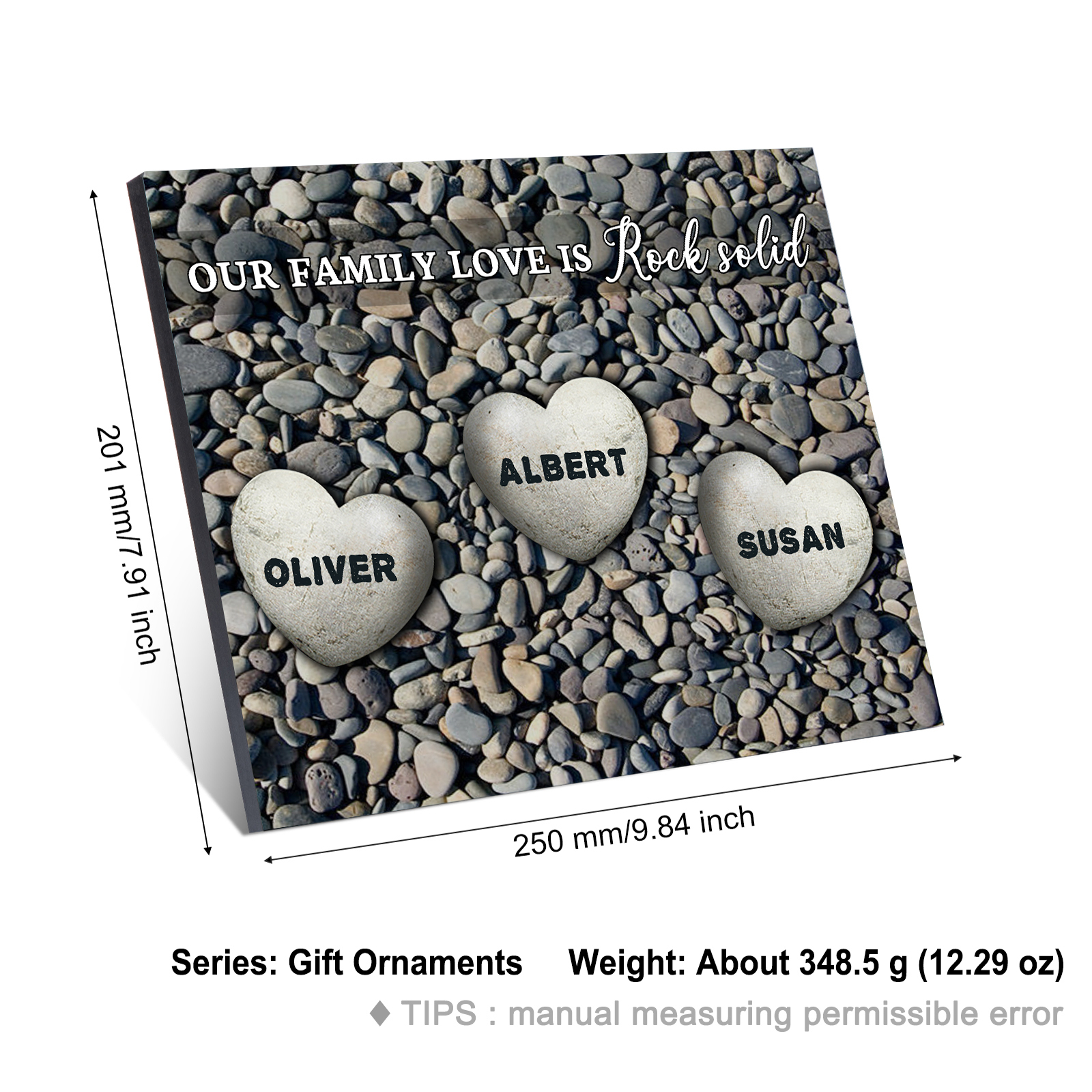 Personalised Wooden Plaque Custom 3 Nmaes Our Family Love is Rock Solid Gift for Mom | Jessemade