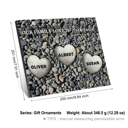 Personalised Wooden Plaque Custom 3 Nmaes Our Family Love is Rock Solid Gift for Mom | Jessemade
