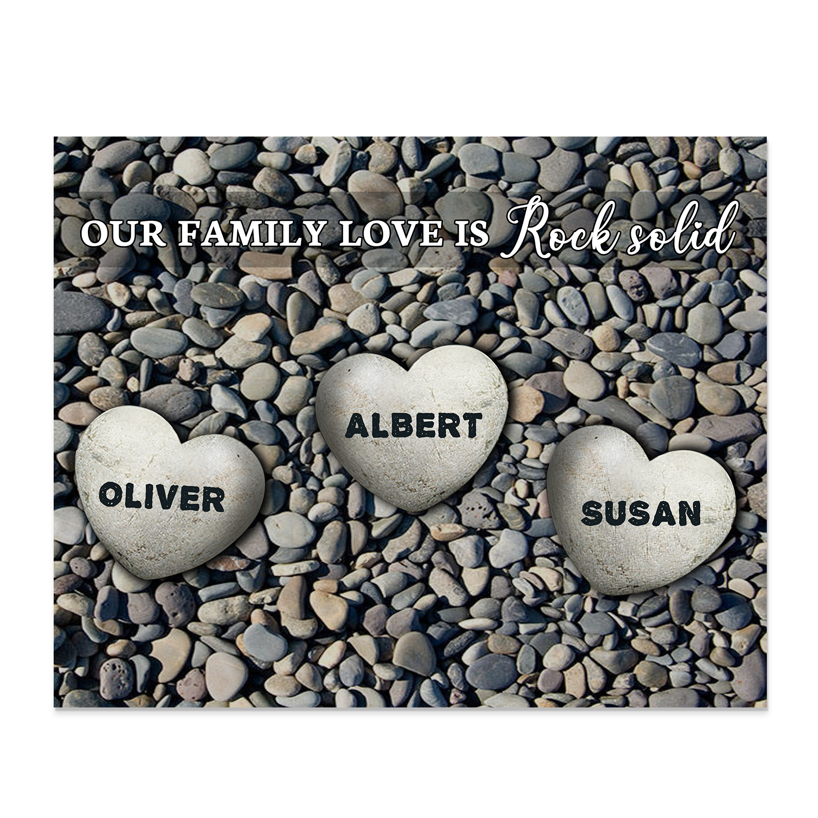 Personalised Wooden Plaque Custom 3 Nmaes Our Family Love is Rock Solid Gift for Mom | Jessemade