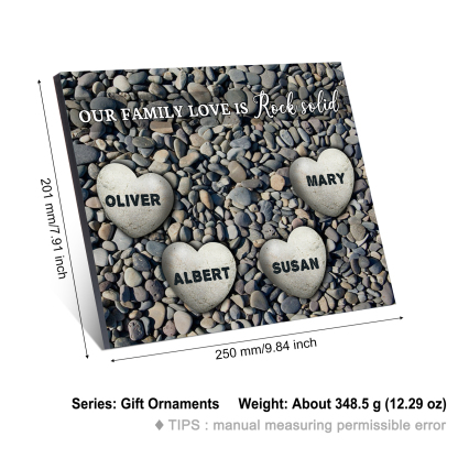 Personalised Wooden Plaque Custom 4 Nmaes Our Family Love is Rock Solid Gift for Mom | Jessemade