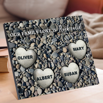 Personalised Wooden Plaque Custom 4 Nmaes Our Family Love is Rock Solid Gift for Mom | Jessemade