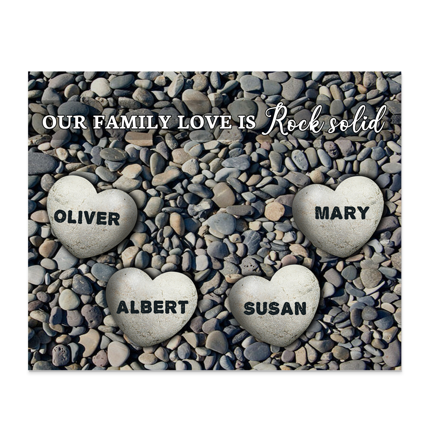 Personalised Wooden Plaque Custom 4 Nmaes Our Family Love is Rock Solid Gift for Mom | Jessemade