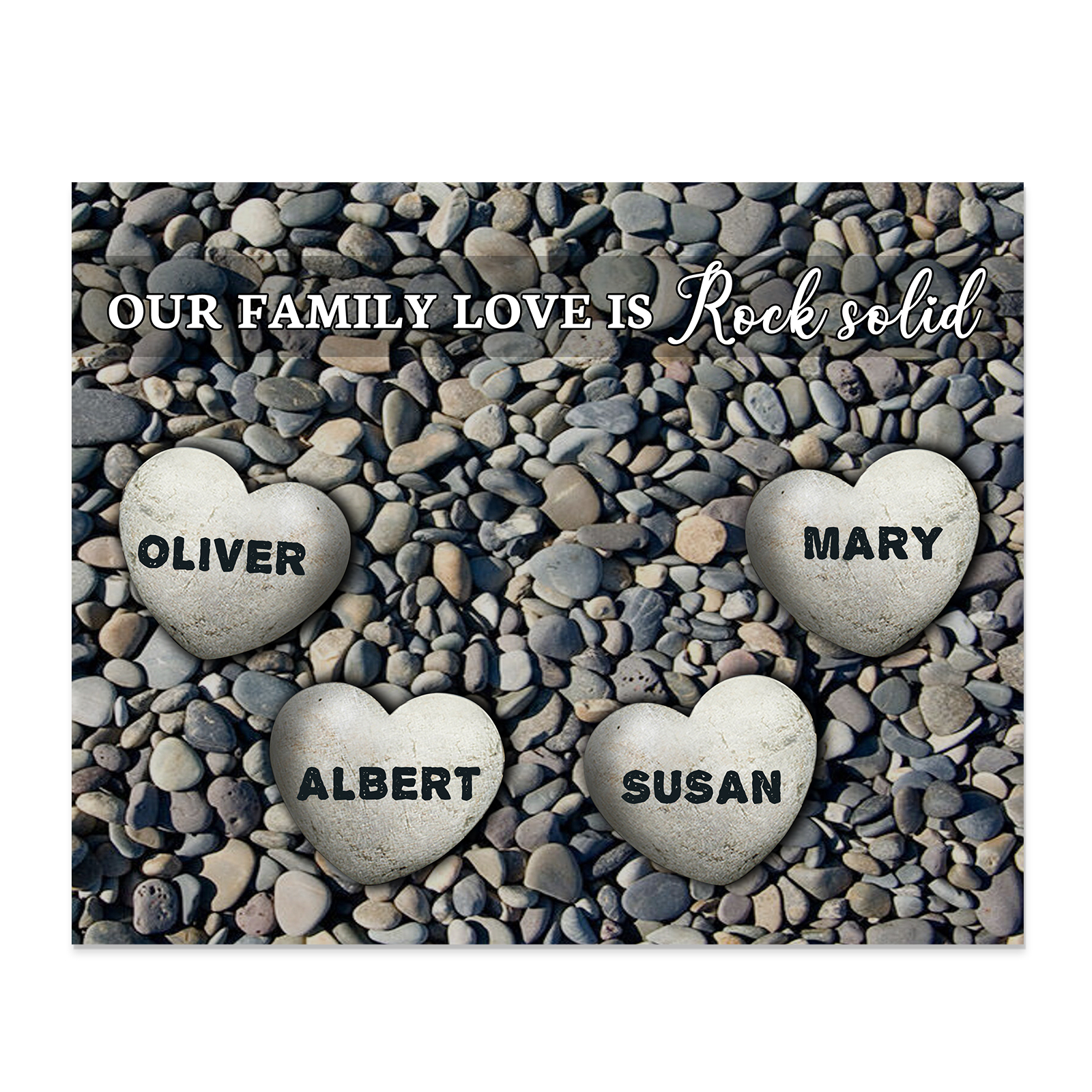 Personalised Wooden Plaque Custom 4 Nmaes Our Family Love is Rock Solid Gift for Mom | Jessemade