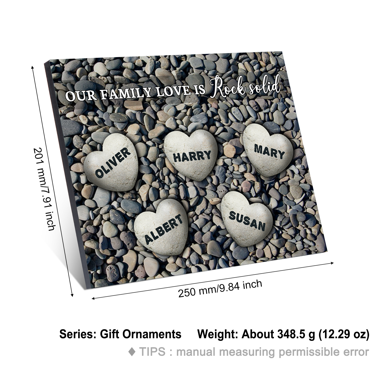 Personalised Wooden Plaque Custom 5 Nmaes Our Family Love is Rock Solid Gift for Mom | Jessemade