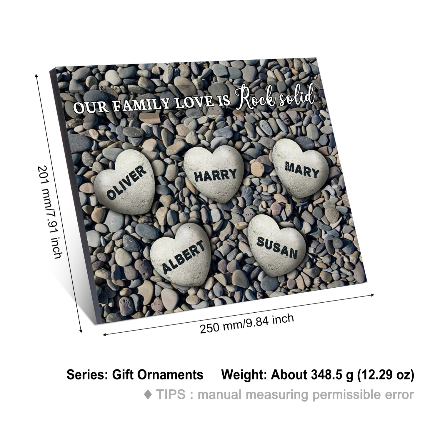 Personalised Wooden Plaque Custom 5 Nmaes Our Family Love is Rock Solid Gift for Mom | Jessemade