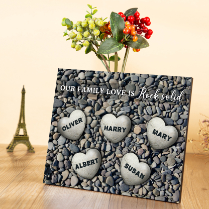 Personalised Wooden Plaque Custom 5 Nmaes Our Family Love is Rock Solid Gift for Mom | Jessemade