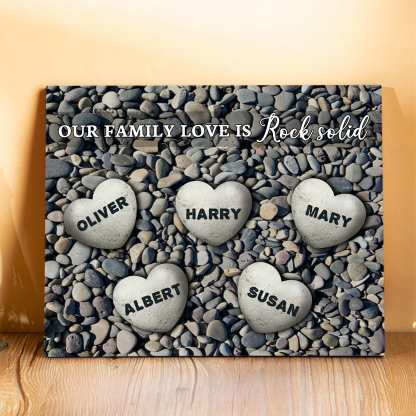 Personalised Wooden Plaque Custom 5 Nmaes Our Family Love is Rock Solid Gift for Mom | Jessemade