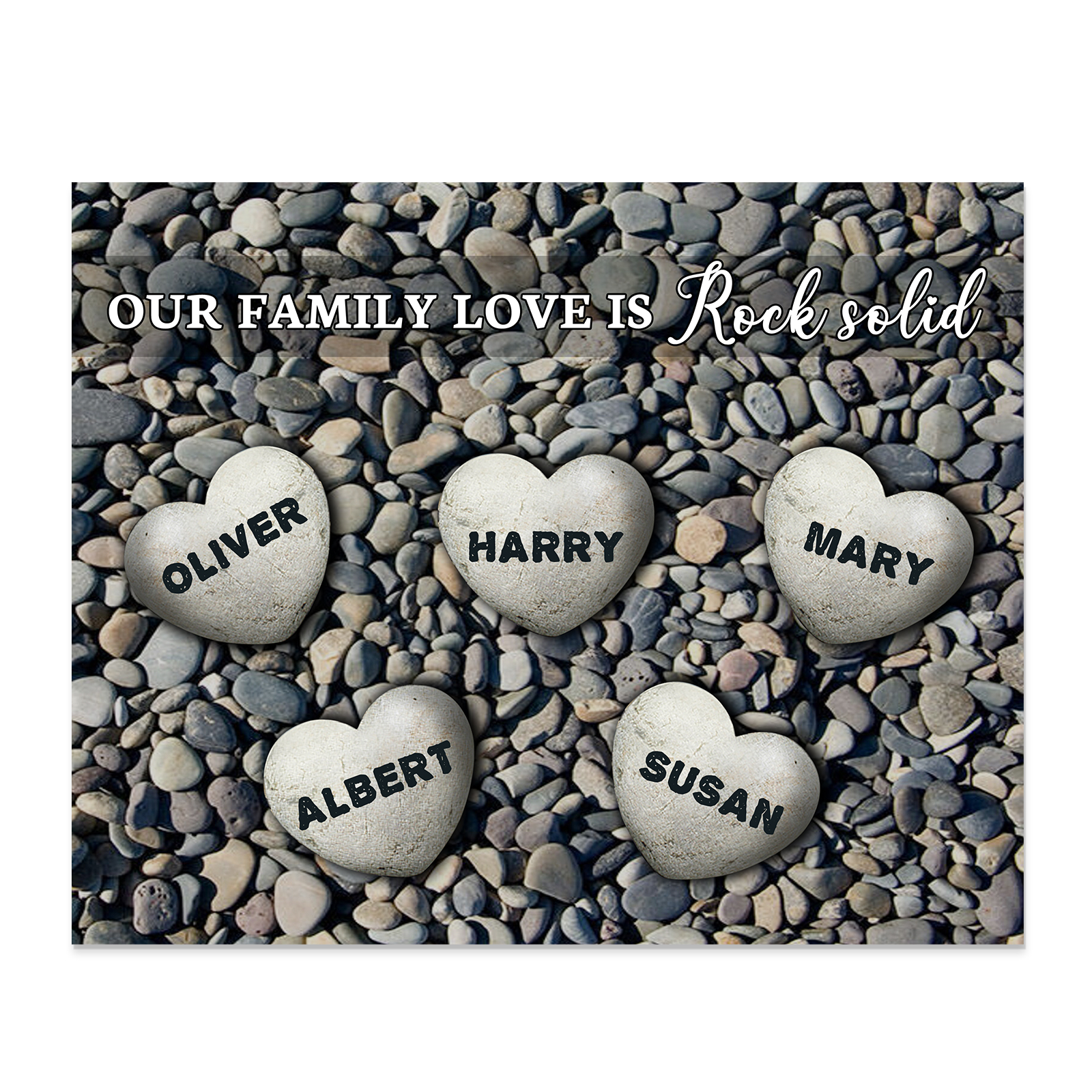 Personalised Wooden Plaque Custom 5 Nmaes Our Family Love is Rock Solid Gift for Mom | Jessemade