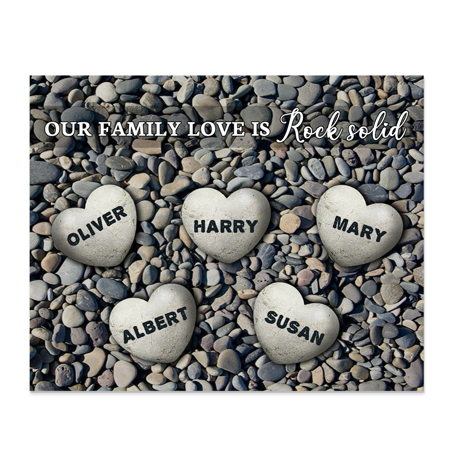 Personalised Wooden Plaque Custom 5 Nmaes Our Family Love is Rock Solid Gift for Mom | Jessemade