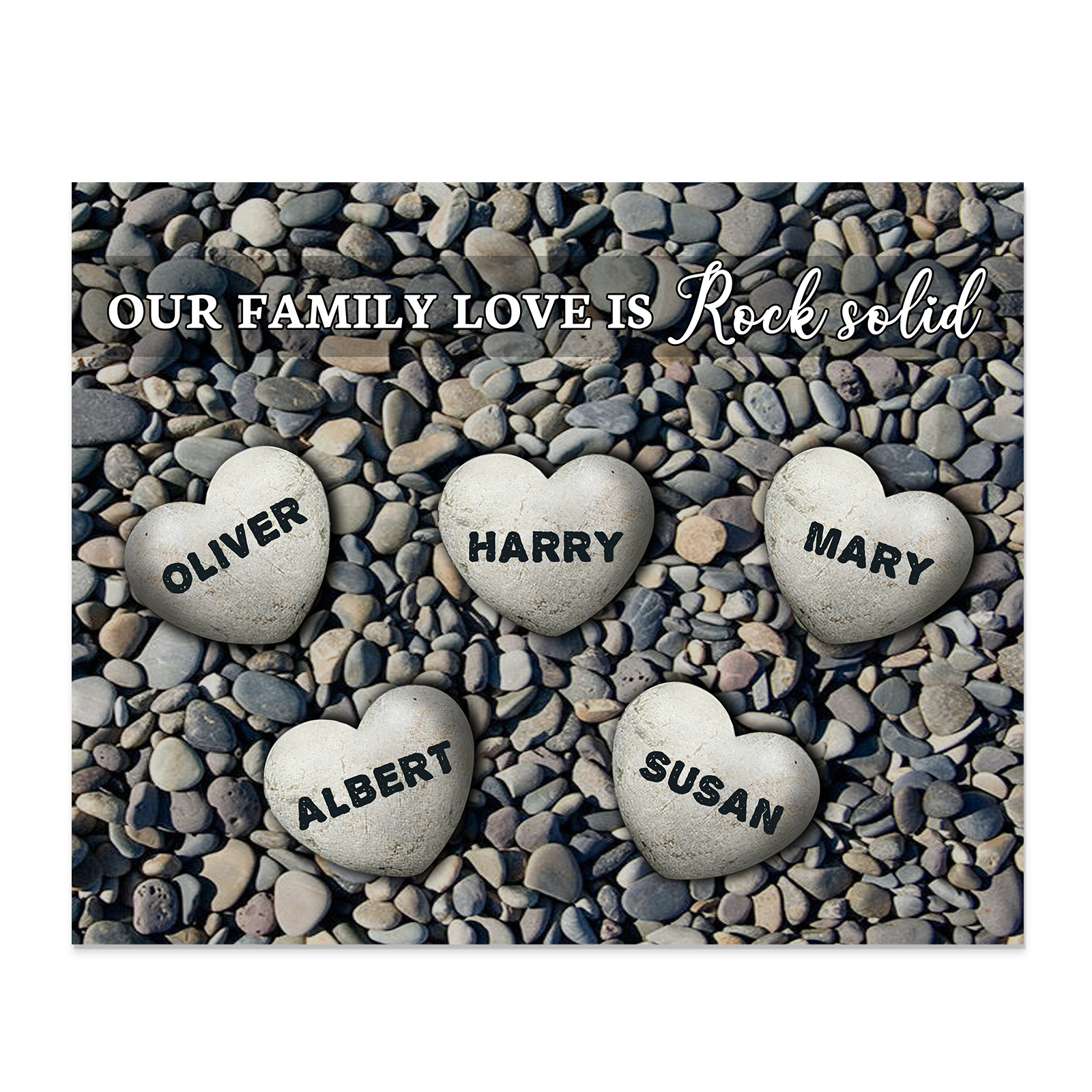 Personalised Wooden Plaque Custom 5 Nmaes Our Family Love is Rock Solid Gift for Mom | Jessemade