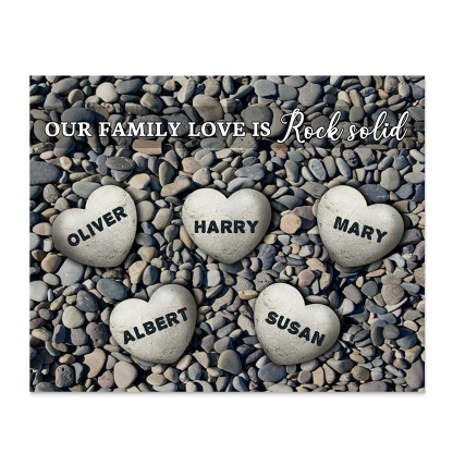 Personalised Wooden Plaque Custom 5 Nmaes Our Family Love is Rock Solid Gift for Mom | Jessemade