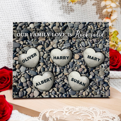 Personalised Wooden Plaque Custom 5 Nmaes Our Family Love is Rock Solid Gift for Mom | Jessemade