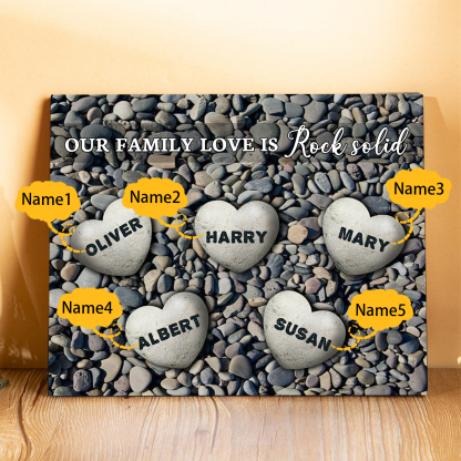 Personalised Wooden Plaque Custom 5 Nmaes Our Family Love is Rock Solid Gift for Mom | Jessemade