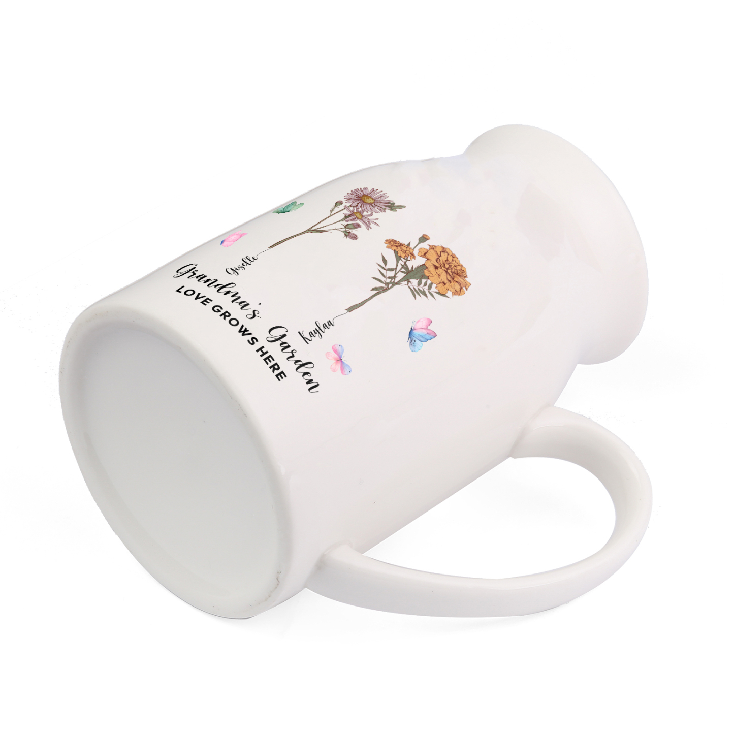 Personalised Ceramic Vase Custom 2 Texts 2 Names & Birthflowers Gift for Mum/Grandma  | Jessemade