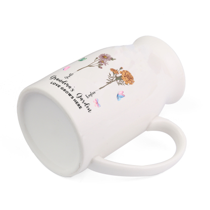 Personalised Ceramic Vase Custom 2 Texts 2 Names & Birthflowers Gift for Mum/Grandma  | Jessemade