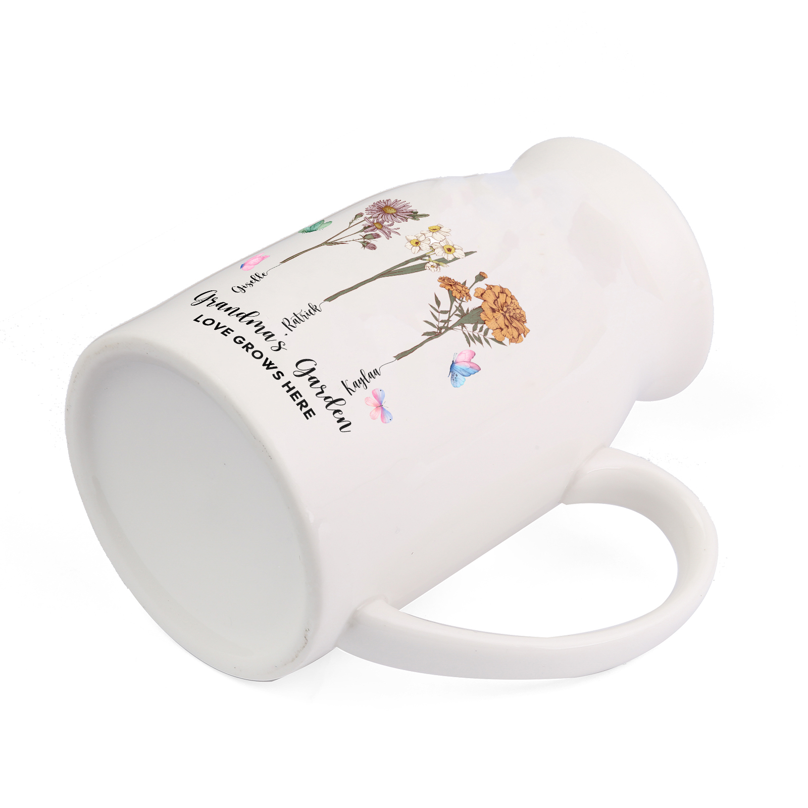 Personalised Ceramic Vase Custom 2 Texts 3 Names & Birthflowers Gift for Mum/Grandma  | Jessemade