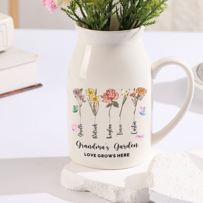 Personalised Ceramic Flower Jug with Flowers – Gift for Grandma or Mum | Jessemade