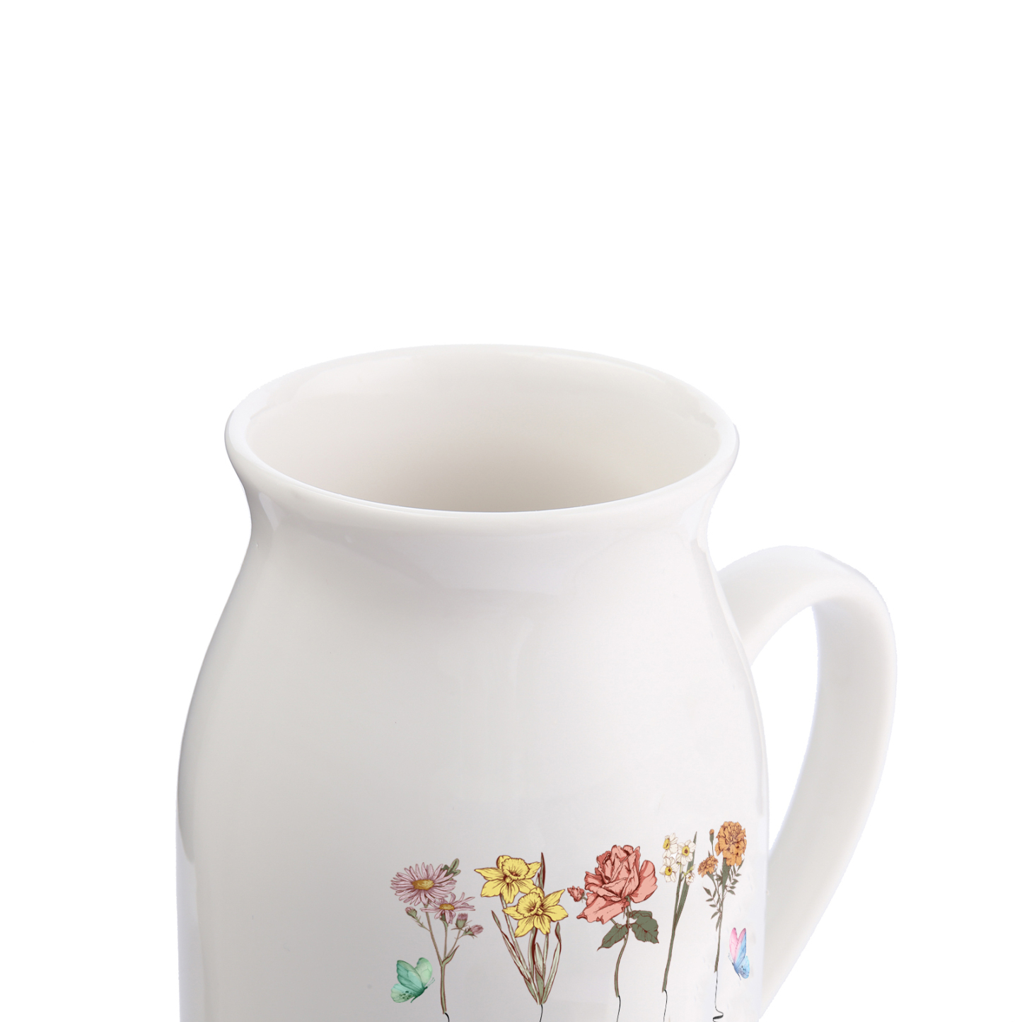 Personalised Ceramic Vase Custom 2 Texts 5 Names & Birthflowers Gift for Mum/Grandma  | Jessemade