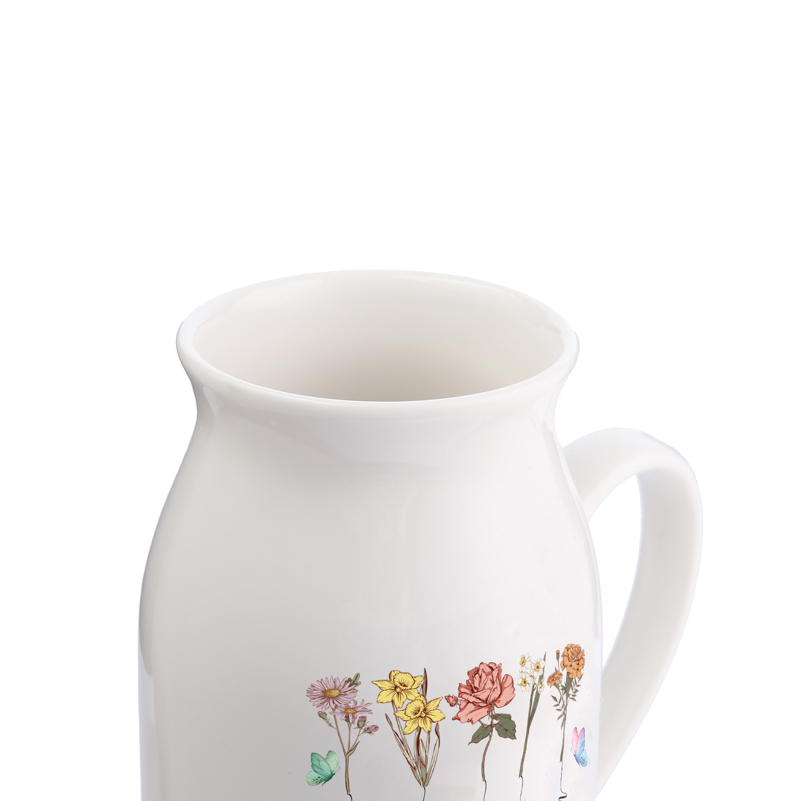 Personalised Ceramic Vase Custom 2 Texts 5 Names & Birthflowers Gift for Mum/Grandma  | Jessemade