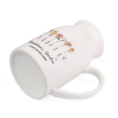 Personalised Ceramic Vase Custom 2 Texts 6 Names & Birthflowers Gift for Mum/Grandma  | Jessemade