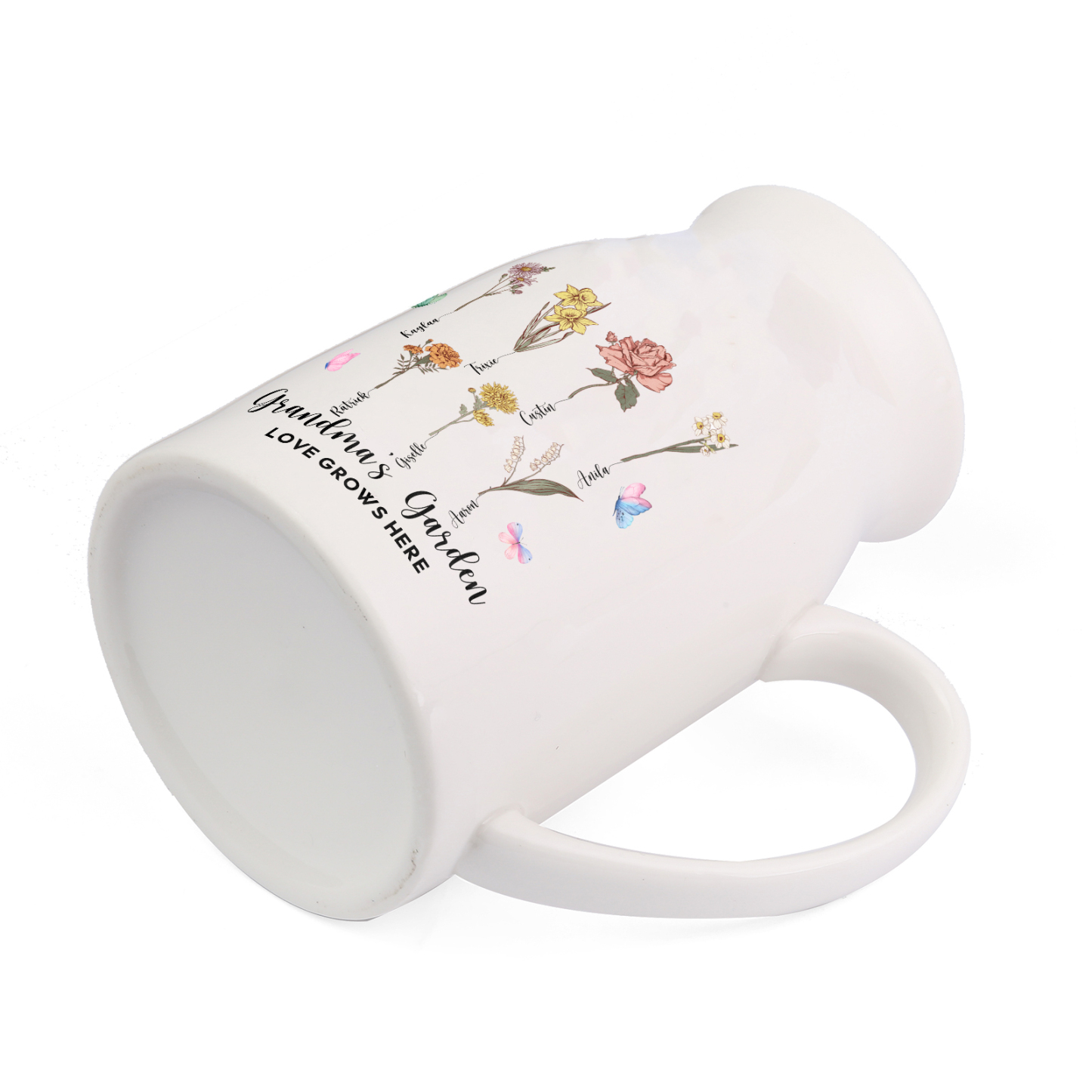 Personalised Ceramic Vase Custom 2 Texts 7 Names & Birthflowers Gift for Mum/Grandma  | Jessemade