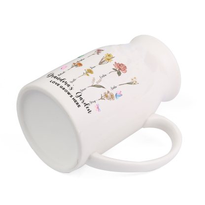 Personalised Ceramic Vase Custom 2 Texts 8 Names & Birthflowers Gift for Mum/Grandma  | Jessemade