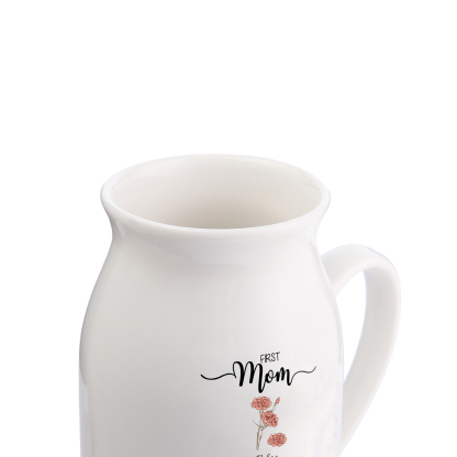 Personalised Ceramic Vase Custom 2 Names & Birthflowers Mother's day Gift for Mum, Mom or Grandma | Jessemade