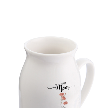 Personalised Ceramic Vase Custom 3 Names & Birthflowers Mother's day Gift for Mum, Mom or Grandma | Jessemade