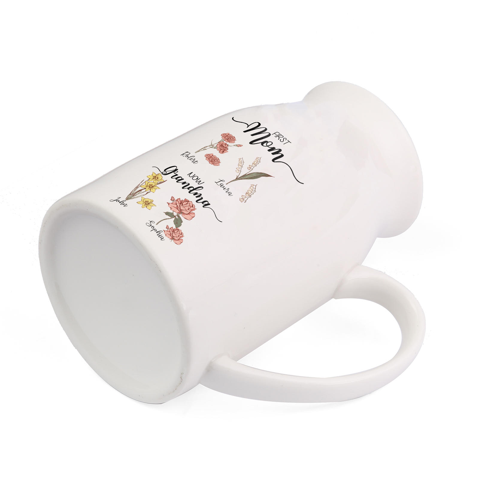 Personalised Ceramic Vase Custom 4 Names & Birthflowers Mother's day Gift for Mum, Mom or Grandma | Jessemade