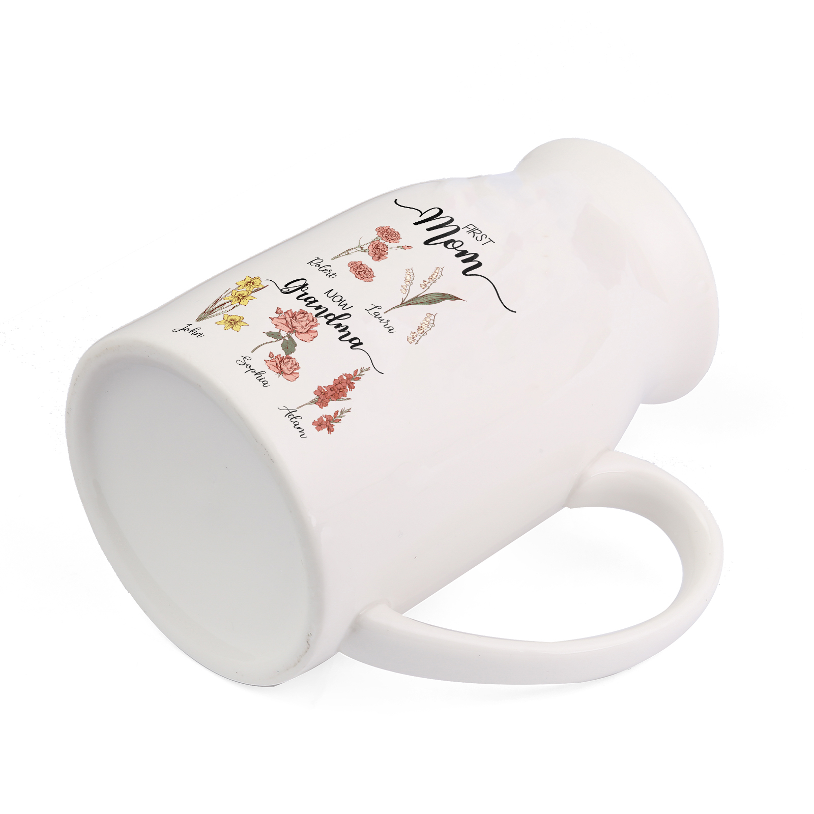 Personalised Ceramic Vase Custom 5 Names & Birthflowers Mother's day Gift for Mum, Mom or Grandma | Jessemade