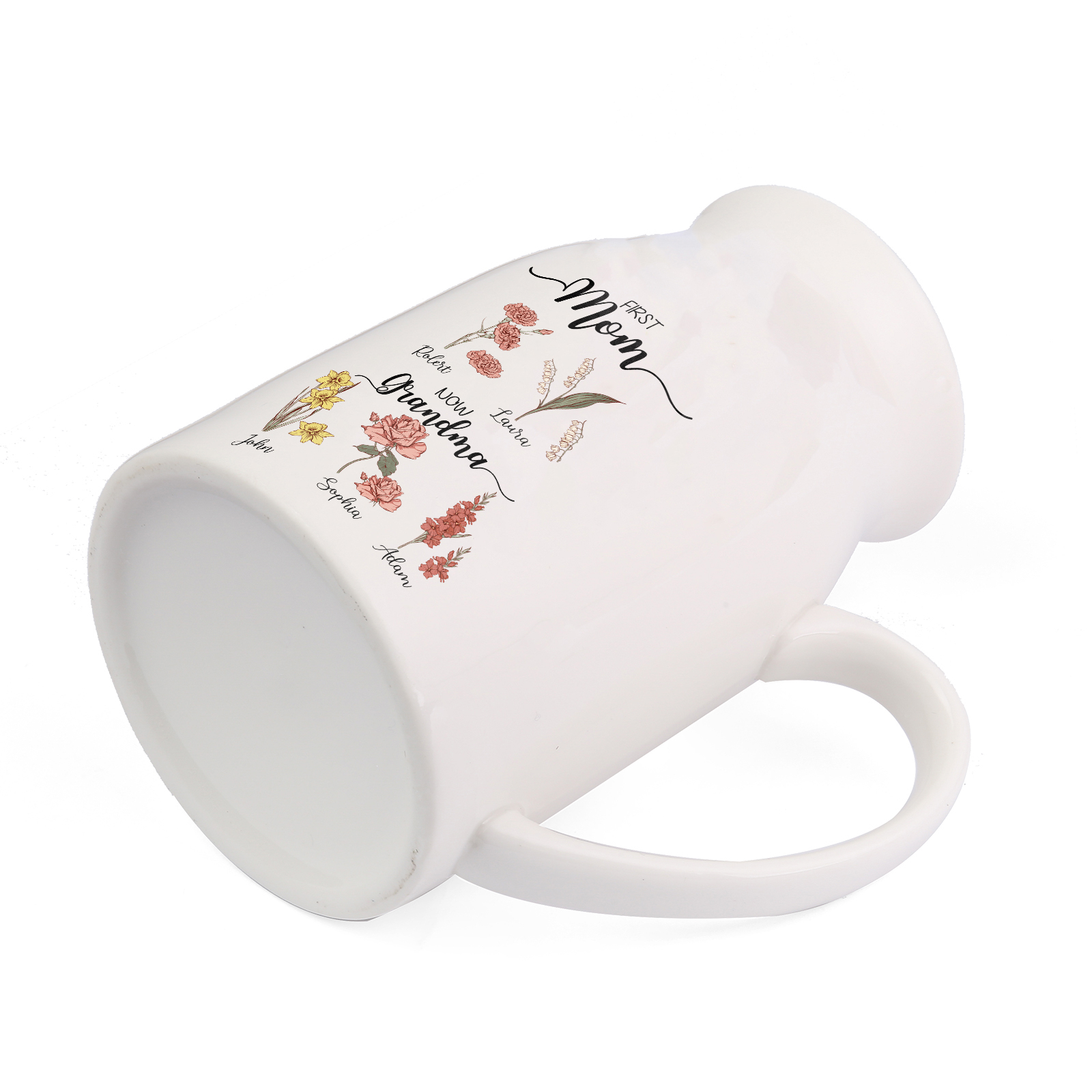 Personalised Ceramic Vase Custom 5 Names & Birthflowers Mother's day Gift for Mum, Mom or Grandma | Jessemade