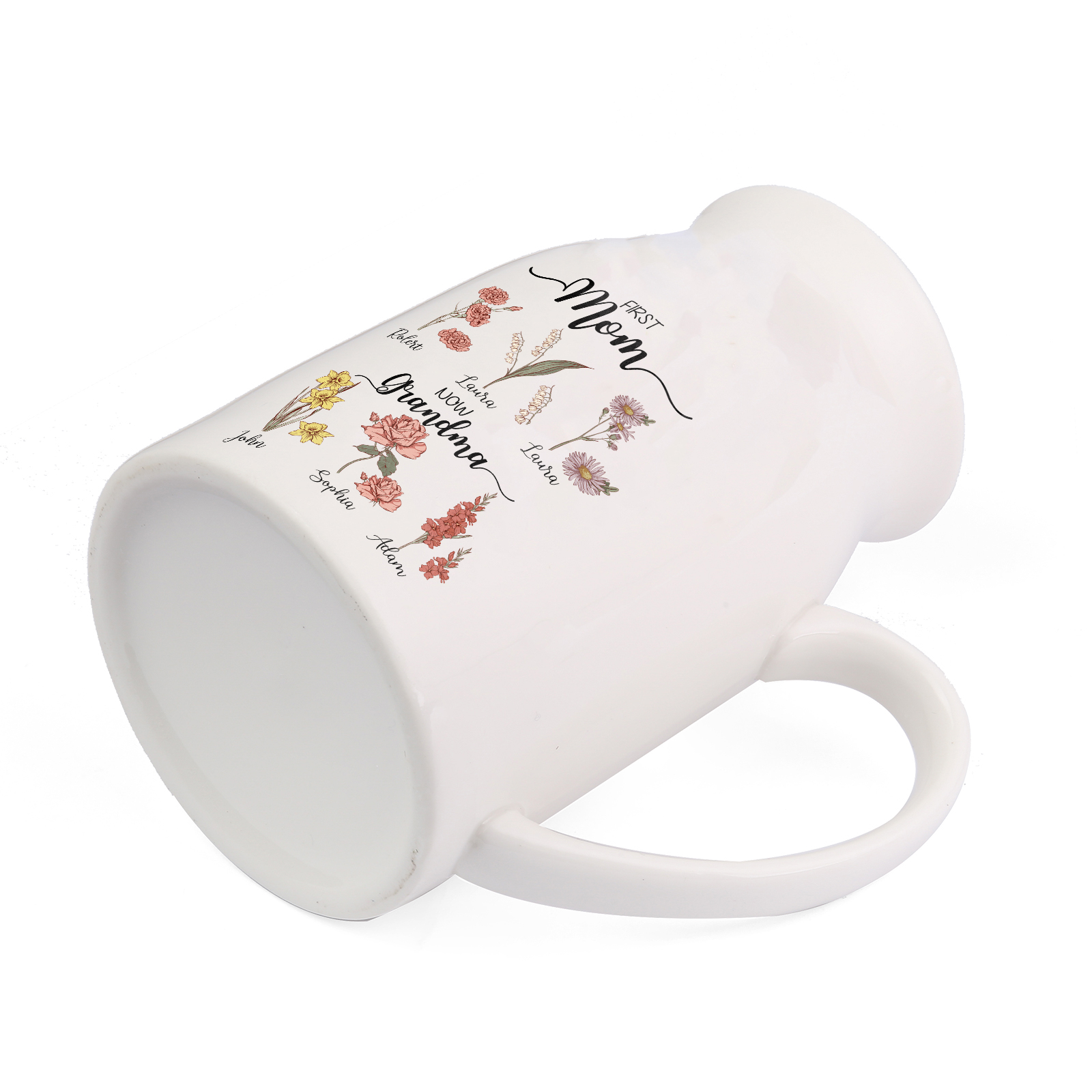 Personalised Ceramic Vase Custom 6 Names & Birthflowers Mother's day Gift for Mum, Mom or Grandma | Jessemade